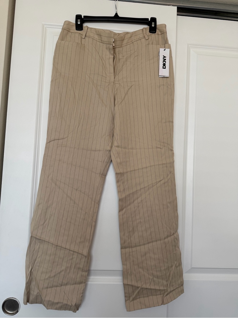 DKNY Men’s Beige Pinstripe Dress Pants